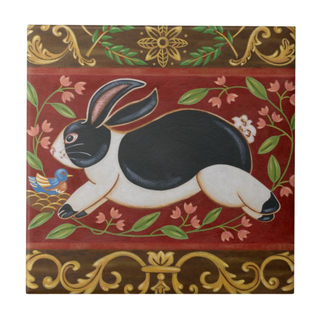 Folk Rabbit Tile (Front)
