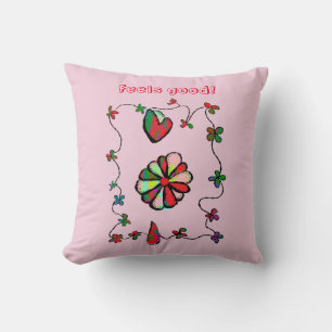Folk Retro Quaint and Happy Art   Cushion