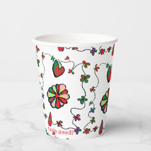 Folk Retro Quaint and Happy Art Paper Cups