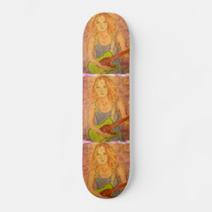 folk rock girl playin' electric collage skateboard