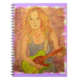 folk rock girl playin' notebook