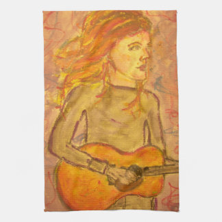 Folk Rock Girl Tea Towel