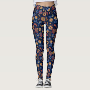 Folk Rustic Floral Leggings