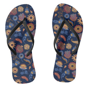 Folk Rustic Floral Thongs