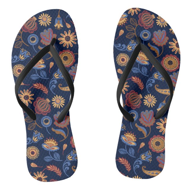 Folk Rustic Floral Thongs (Footbed)