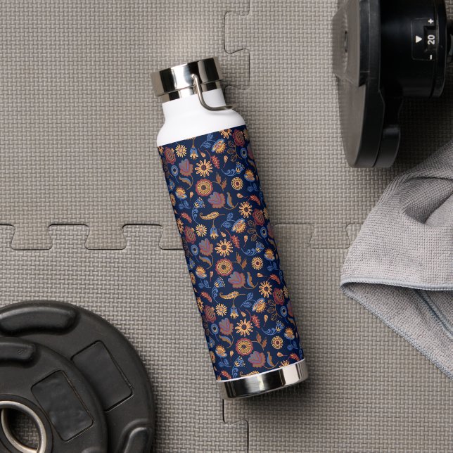 Folk Rustic Floral Water Bottle (Gym)