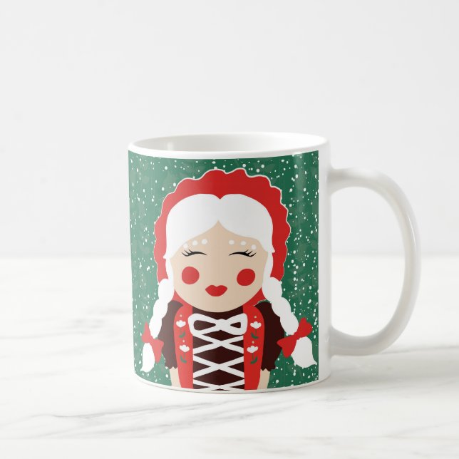 Folk Santa Mrs. Claus Snowy Happy Holidays Mug (Right)