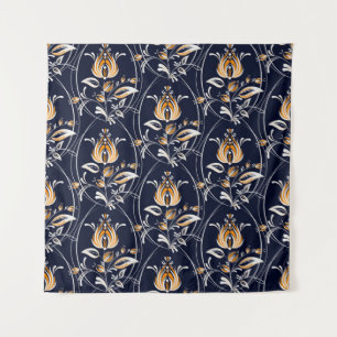Folk Style Floral Seamless Pattern Tapestry