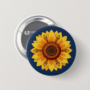 Folk Sunflower Ukrainian Ornamental Patterns Flag 6 Cm Round Badge