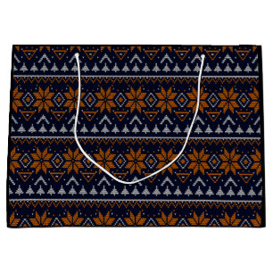 Folk traditional tribal abstract ornamental patter large gift bag