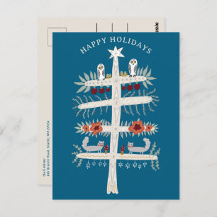 Folk Tree of Life Christmas Holiday CUSTOM  Postcard