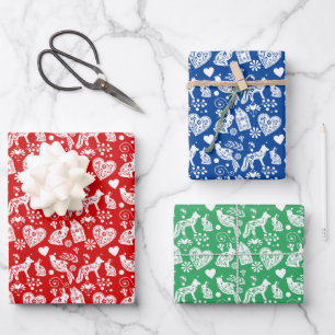 folk wildlife hare house scandi nordic pattern wrapping paper sheet