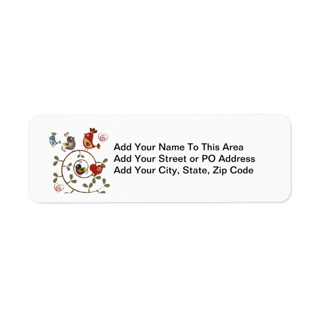 Folkart Birds Return Address Label (Front)