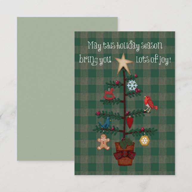 Folkart Christmas Tree Plaid Felt Look (Front/Back)
