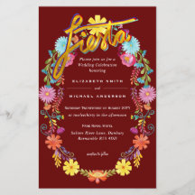 Folkart Flower Fiesta Wedding Invitation Boda