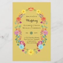 Folkart Flower Fiesta Wedding Invitation Boda 