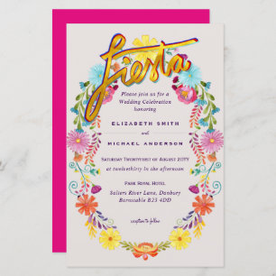 Folkart Flower Fiesta Wedding Invitation Boda