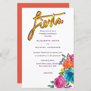 Folkart Flower Fiesta Wedding Invitation Boda