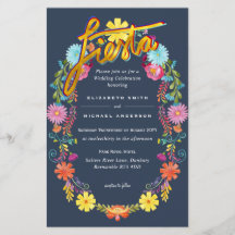 Folkart Flower Fiesta Wedding Invitation Boda