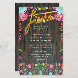 Folkart Flower Fiesta Wedding Invitation Boda 