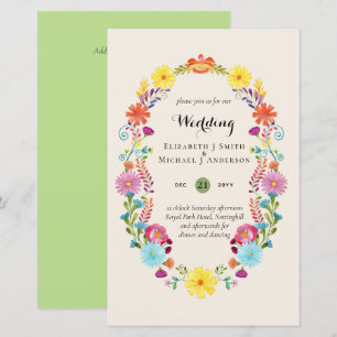Folkart Flower Fiesta Wedding Invitation Boda 