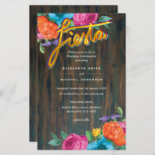 Folkart Flower Fiesta Wedding Invitation Boda