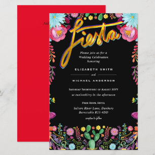 Folkart Flower Fiesta Wedding Invitation Boda