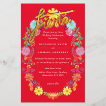 Folkart Flower Fiesta Wedding Invitation Boda 
