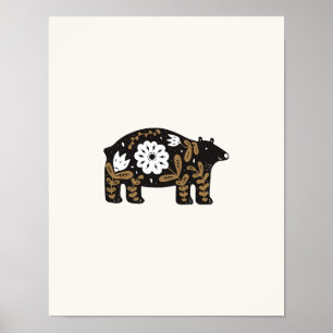 Folklore Bear Nursery Print Vintage Poster