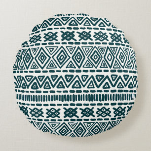 Folklore Charm: Traditional Ethnic Ornament Round Cushion