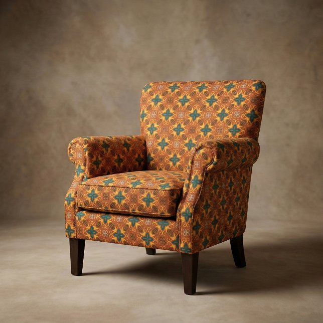 Folklore Ethnic Mosaic Pattern in Fall Colours  Fabric (Creator Uploaded)