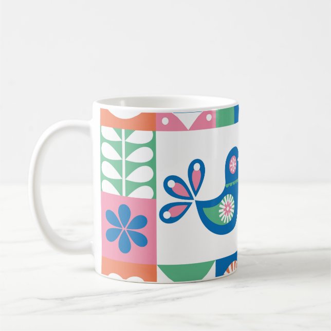 Folklore Floral Card: Scandinavian Design. Coffee Mug (Left)
