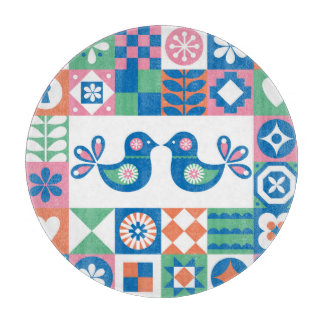 Folklore Floral Card: Scandinavian Design. Cutting Board
