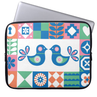 Folklore Floral Card: Scandinavian Design. Laptop Sleeve