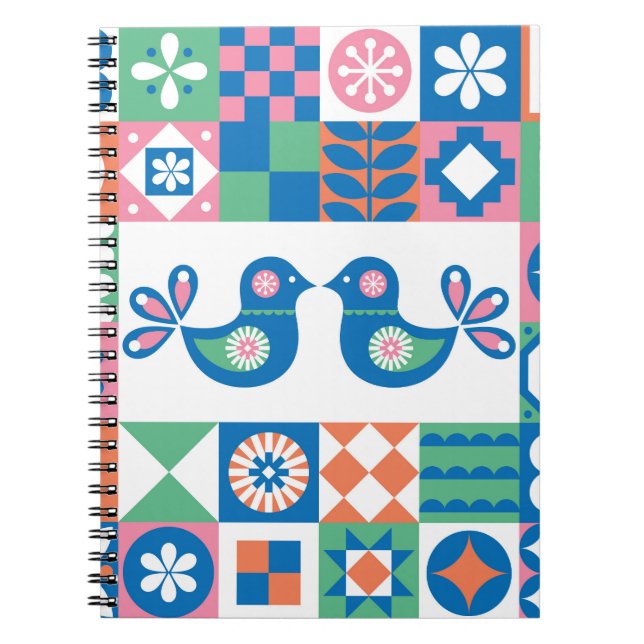 Folklore Floral Card: Scandinavian Design. Notebook (Front)