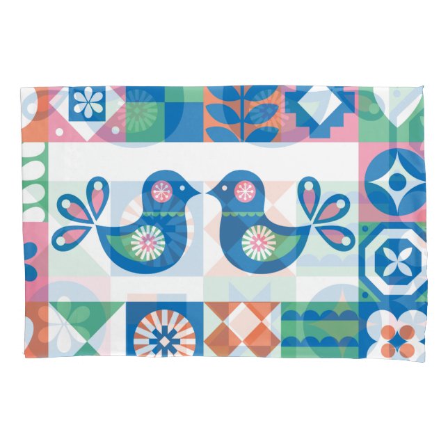 Folklore Floral Card: Scandinavian Design. Pillowcase (Front)