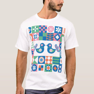 Folklore Floral Card: Scandinavian Design. T-Shirt
