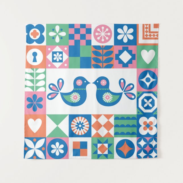 Folklore Floral Card: Scandinavian Design. Tapestry (Front)