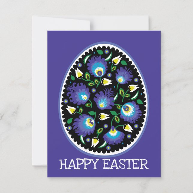 🐤🐰 Folklore Happy Easter Flat Card (Front)