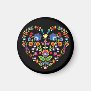 Folklore heart, Wycinanki style Magnet