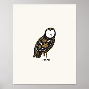 Folklore Owl Nursery Print Bird Poster