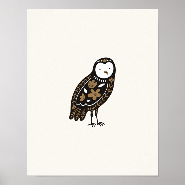 Folklore Owl Nursery Print Bird Poster (Front)