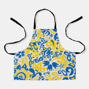 Folklore pattern with Ukrainian flag colors  Apron