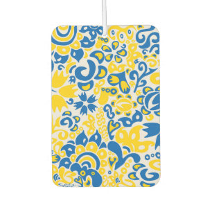 Folklore pattern with Ukrainian flag colors Car Air Freshener