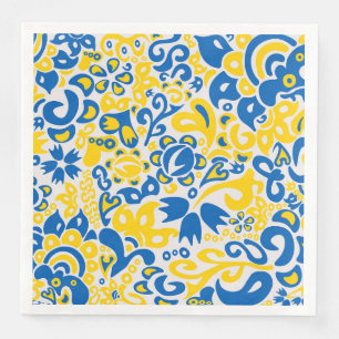 Folklore pattern with Ukrainian flag colors Napkin