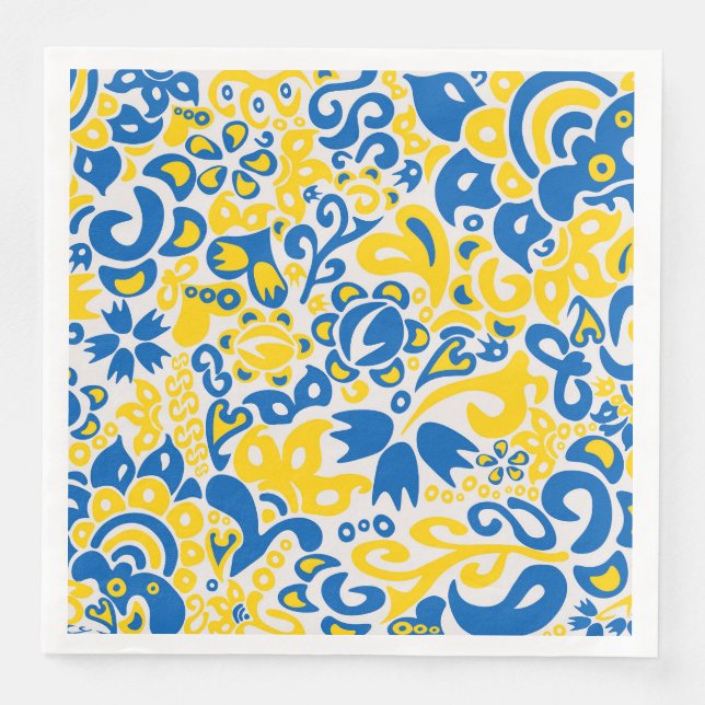 Folklore pattern with Ukrainian flag colors  Napkin (Front)
