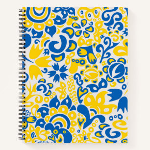 Folklore pattern with Ukrainian flag colors Notebook