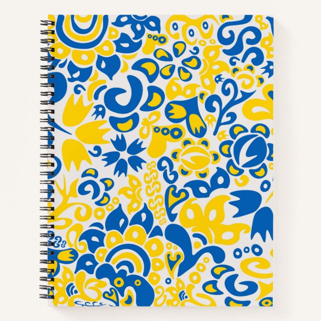 Folklore pattern with Ukrainian flag colors Notebook (Front)