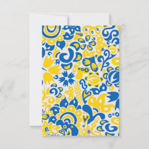 Folklore pattern with Ukrainian flag colors Thank You Card