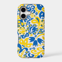 Folklore pattern with Ukrainian flag colours